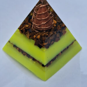 Tiger Eye & Goldstone Orgonite Pyramid 5cm