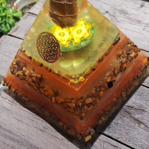 Tiger Eye Metatron Orgonite Pyramid 16cm